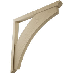 Ekena Millwork - BKTUR0352X40X40THR06RCPR - Timberthane Faux Wood Thorton Style Bracket w/ Offset Brace, Slat Ends, 3 1/2"W x 40"D x 40"H, Primed Tan