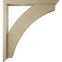 Ekena Millwork - BKTUR0352X40X44THR06RCPR - Timberthane Faux Wood Thorton Style Bracket w/ Offset Brace, Slat Ends, 3 1/2"W x 40"D x 44"H, Primed Tan