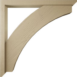 Ekena Millwork - BKTUR0352X42X42THR06RCPR - Timberthane Faux Wood Thorton Style Bracket w/ Offset Brace, Slat Ends, 3 1/2"W x 42"D x 42"H, Primed Tan