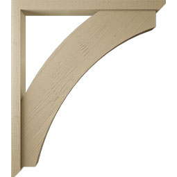 Ekena Millwork - BKTUR0352X42X48THR06RCPR - Timberthane Faux Wood Thorton Style Bracket w/ Offset Brace, Slat Ends, 3 1/2"W x 42"D x 48"H, Primed Tan