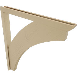 Ekena Millwork - BKTUR0352X42X48THR06RCPR - Timberthane Faux Wood Thorton Style Bracket w/ Offset Brace, Slat Ends, 3 1/2"W x 42"D x 48"H, Primed Tan