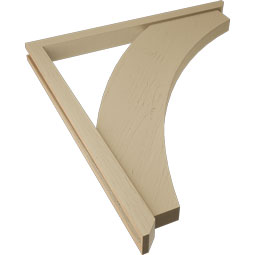 Ekena Millwork - BKTUR0352X42X48THR06RCPR - Timberthane Faux Wood Thorton Style Bracket w/ Offset Brace, Slat Ends, 3 1/2"W x 42"D x 48"H, Primed Tan
