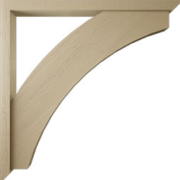 Ekena Millwork - BKTUR0352X46X46THR06RCPR - Timberthane Faux Wood Thorton Style Bracket w/ Offset Brace, Slat Ends, 3 1/2"W x 46"D x 46"H, Primed Tan