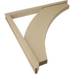 Ekena Millwork - BKTUR0352X46X46THR06RCPR - Timberthane Faux Wood Thorton Style Bracket w/ Offset Brace, Slat Ends, 3 1/2"W x 46"D x 46"H, Primed Tan
