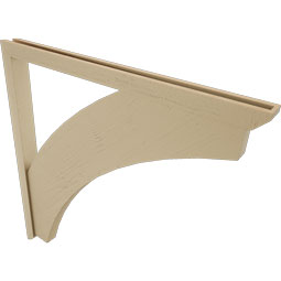 Ekena Millwork - BKTUR0352X48X48THR06RCPR - Timberthane Faux Wood Thorton Style Bracket w/ Offset Brace, Slat Ends, 3 1/2"W x 48"D x 48"H, Primed Tan