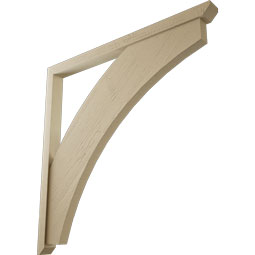 Ekena Millwork - BKTUR0352X48X48THR06RCPR - Timberthane Faux Wood Thorton Style Bracket w/ Offset Brace, Slat Ends, 3 1/2"W x 48"D x 48"H, Primed Tan