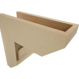 Ekena Millwork - BKTUR0554X14X14THR06RCPR - Timberthane Faux Wood Thorton Style Bracket w/ Offset Brace, Slat Ends, 5 1/2"W x 14"D x 14"H, Primed Tan