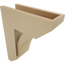 Ekena Millwork - BKTUR0554X14X18THR06RCPR - Timberthane Faux Wood Thorton Style Bracket w/ Offset Brace, Slat Ends, 5 1/2"W x 14"D x 18"H, Primed Tan
