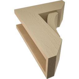Ekena Millwork - BKTUR0554X14X18THR06RCPR - Timberthane Faux Wood Thorton Style Bracket w/ Offset Brace, Slat Ends, 5 1/2"W x 14"D x 18"H, Primed Tan