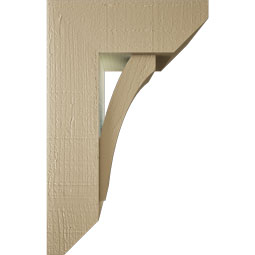 Ekena Millwork - BKTUR0554X14X22THR06RCPR - Timberthane Faux Wood Thorton Style Bracket w/ Offset Brace, Slat Ends, 5 1/2"W x 14"D x 22"H, Primed Tan