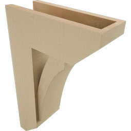 Ekena Millwork - BKTUR0554X14X22THR06RCPR - Timberthane Faux Wood Thorton Style Bracket w/ Offset Brace, Slat Ends, 5 1/2"W x 14"D x 22"H, Primed Tan