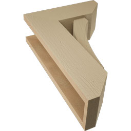Ekena Millwork - BKTUR0554X14X22THR06RCPR - Timberthane Faux Wood Thorton Style Bracket w/ Offset Brace, Slat Ends, 5 1/2"W x 14"D x 22"H, Primed Tan