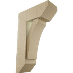Ekena Millwork - BKTUR0554X14X22THR06RCPR - Timberthane Faux Wood Thorton Style Bracket w/ Offset Brace, Slat Ends, 5 1/2"W x 14"D x 22"H, Primed Tan