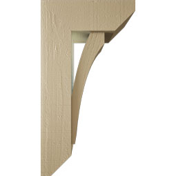 Ekena Millwork - BKTUR0554X14X26THR06RCPR - Timberthane Faux Wood Thorton Style Bracket w/ Offset Brace, Slat Ends, 5 1/2"W x 14"D x 26"H, Primed Tan