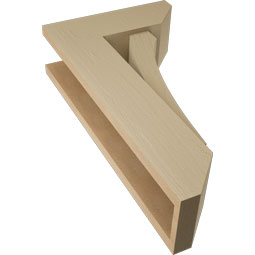 Ekena Millwork - BKTUR0554X14X26THR06RCPR - Timberthane Faux Wood Thorton Style Bracket w/ Offset Brace, Slat Ends, 5 1/2"W x 14"D x 26"H, Primed Tan