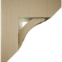 Ekena Millwork - BKTUR0554X16X16THR06RCPR - Timberthane Faux Wood Thorton Style Bracket w/ Offset Brace, Slat Ends, 5 1/2"W x 16"D x 16"H, Primed Tan