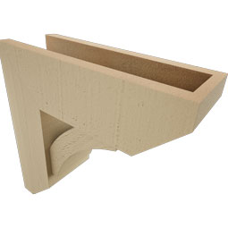 Ekena Millwork - BKTUR0554X16X16THR06RCPR - Timberthane Faux Wood Thorton Style Bracket w/ Offset Brace, Slat Ends, 5 1/2"W x 16"D x 16"H, Primed Tan