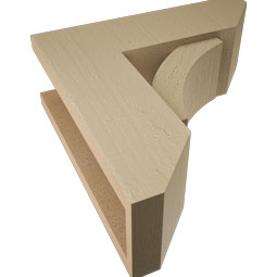 Ekena Millwork - BKTUR0554X16X16THR06RCPR - Timberthane Faux Wood Thorton Style Bracket w/ Offset Brace, Slat Ends, 5 1/2"W x 16"D x 16"H, Primed Tan