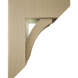 Ekena Millwork - BKTUR0554X16X20THR06RCPR - Timberthane Faux Wood Thorton Style Bracket w/ Offset Brace, Slat Ends, 5 1/2"W x 16"D x 20"H, Primed Tan
