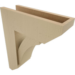 Ekena Millwork - BKTUR0554X16X20THR06RCPR - Timberthane Faux Wood Thorton Style Bracket w/ Offset Brace, Slat Ends, 5 1/2"W x 16"D x 20"H, Primed Tan