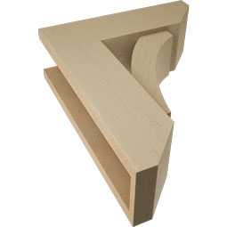 Ekena Millwork - BKTUR0554X16X20THR06RCPR - Timberthane Faux Wood Thorton Style Bracket w/ Offset Brace, Slat Ends, 5 1/2"W x 16"D x 20"H, Primed Tan
