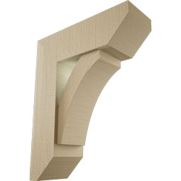 Ekena Millwork - BKTUR0554X16X20THR06RCPR - Timberthane Faux Wood Thorton Style Bracket w/ Offset Brace, Slat Ends, 5 1/2"W x 16"D x 20"H, Primed Tan