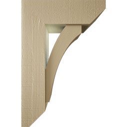 Ekena Millwork - BKTUR0554X16X24THR06RCPR - Timberthane Faux Wood Thorton Style Bracket w/ Offset Brace, Slat Ends, 5 1/2"W x 16"D x 24"H, Primed Tan