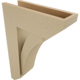 Ekena Millwork - BKTUR0554X16X24THR06RCPR - Timberthane Faux Wood Thorton Style Bracket w/ Offset Brace, Slat Ends, 5 1/2"W x 16"D x 24"H, Primed Tan