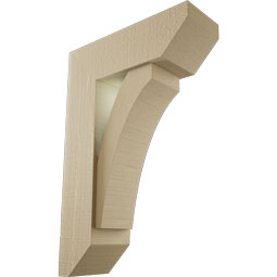Ekena Millwork - BKTUR0554X16X24THR06RCPR - Timberthane Faux Wood Thorton Style Bracket w/ Offset Brace, Slat Ends, 5 1/2"W x 16"D x 24"H, Primed Tan