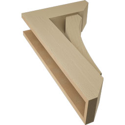 Ekena Millwork - BKTUR0554X16X28THR06RCPR - Timberthane Faux Wood Thorton Style Bracket w/ Offset Brace, Slat Ends, 5 1/2"W x 16"D x 28"H, Primed Tan