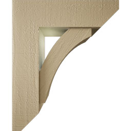 Ekena Millwork - BKTUR0554X18X22THR06RCPR - Timberthane Faux Wood Thorton Style Bracket w/ Offset Brace, Slat Ends, 5 1/2"W x 18"D x 22"H, Primed Tan