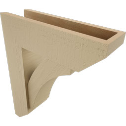 Ekena Millwork - BKTUR0554X18X22THR06RCPR - Timberthane Faux Wood Thorton Style Bracket w/ Offset Brace, Slat Ends, 5 1/2"W x 18"D x 22"H, Primed Tan