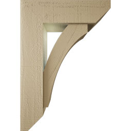Ekena Millwork - BKTUR0554X18X26THR06RCPR - Timberthane Faux Wood Thorton Style Bracket w/ Offset Brace, Slat Ends, 5 1/2"W x 18"D x 26"H, Primed Tan