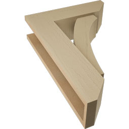 Ekena Millwork - BKTUR0554X18X26THR06RCPR - Timberthane Faux Wood Thorton Style Bracket w/ Offset Brace, Slat Ends, 5 1/2"W x 18"D x 26"H, Primed Tan