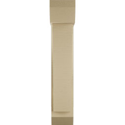 Ekena Millwork - BKTUR0554X18X30THR06RCPR - Timberthane Faux Wood Thorton Style Bracket w/ Offset Brace, Slat Ends, 5 1/2"W x 18"D x 30"H, Primed Tan