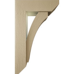 Ekena Millwork - BKTUR0554X18X30THR06RCPR - Timberthane Faux Wood Thorton Style Bracket w/ Offset Brace, Slat Ends, 5 1/2"W x 18"D x 30"H, Primed Tan