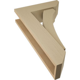 Ekena Millwork - BKTUR0554X18X30THR06RCPR - Timberthane Faux Wood Thorton Style Bracket w/ Offset Brace, Slat Ends, 5 1/2"W x 18"D x 30"H, Primed Tan