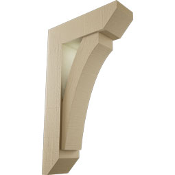 Ekena Millwork - BKTUR0554X18X30THR06RCPR - Timberthane Faux Wood Thorton Style Bracket w/ Offset Brace, Slat Ends, 5 1/2"W x 18"D x 30"H, Primed Tan