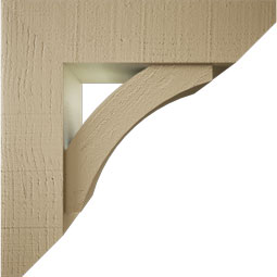 Ekena Millwork - BKTUR0554X20X20THR06RCPR - Timberthane Faux Wood Thorton Style Bracket w/ Offset Brace, Slat Ends, 5 1/2"W x 20"D x 20"H, Primed Tan