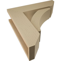 Ekena Millwork - BKTUR0554X20X20THR06RCPR - Timberthane Faux Wood Thorton Style Bracket w/ Offset Brace, Slat Ends, 5 1/2"W x 20"D x 20"H, Primed Tan