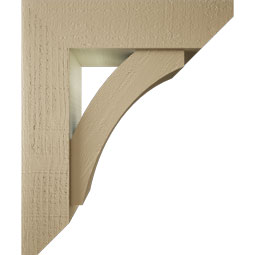 Ekena Millwork - BKTUR0554X20X24THR06RCPR - Timberthane Faux Wood Thorton Style Bracket w/ Offset Brace, Slat Ends, 5 1/2"W x 20"D x 24"H, Primed Tan