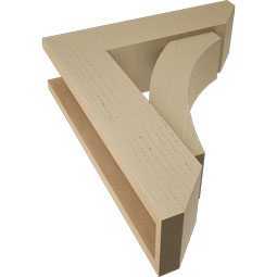 Ekena Millwork - BKTUR0554X20X24THR06RCPR - Timberthane Faux Wood Thorton Style Bracket w/ Offset Brace, Slat Ends, 5 1/2"W x 20"D x 24"H, Primed Tan