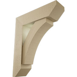 Ekena Millwork - BKTUR0554X20X24THR06RCPR - Timberthane Faux Wood Thorton Style Bracket w/ Offset Brace, Slat Ends, 5 1/2"W x 20"D x 24"H, Primed Tan