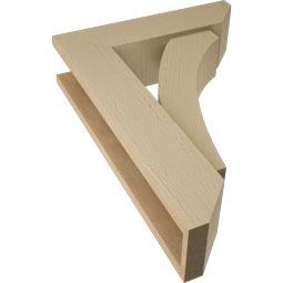 Ekena Millwork - BKTUR0554X20X28THR06RCPR - Timberthane Faux Wood Thorton Style Bracket w/ Offset Brace, Slat Ends, 5 1/2"W x 20"D x 28"H, Primed Tan