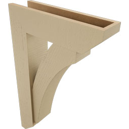 Ekena Millwork - BKTUR0554X20X32THR06RCPR - Timberthane Faux Wood Thorton Style Bracket w/ Offset Brace, Slat Ends, 5 1/2"W x 20"D x 32"H, Primed Tan