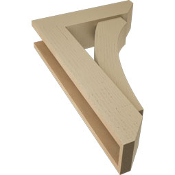 Ekena Millwork - BKTUR0554X20X32THR06RCPR - Timberthane Faux Wood Thorton Style Bracket w/ Offset Brace, Slat Ends, 5 1/2"W x 20"D x 32"H, Primed Tan