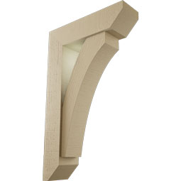 Ekena Millwork - BKTUR0554X20X32THR06RCPR - Timberthane Faux Wood Thorton Style Bracket w/ Offset Brace, Slat Ends, 5 1/2"W x 20"D x 32"H, Primed Tan