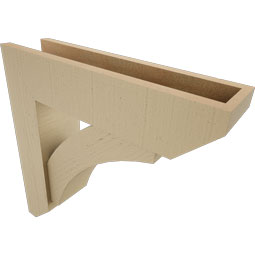 Ekena Millwork - BKTUR0554X22X22THR06RCPR - Timberthane Faux Wood Thorton Style Bracket w/ Offset Brace, Slat Ends, 5 1/2"W x 22"D x 22"H, Primed Tan