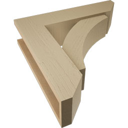 Ekena Millwork - BKTUR0554X22X22THR06RCPR - Timberthane Faux Wood Thorton Style Bracket w/ Offset Brace, Slat Ends, 5 1/2"W x 22"D x 22"H, Primed Tan