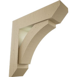Ekena Millwork - BKTUR0554X22X22THR06RCPR - Timberthane Faux Wood Thorton Style Bracket w/ Offset Brace, Slat Ends, 5 1/2"W x 22"D x 22"H, Primed Tan